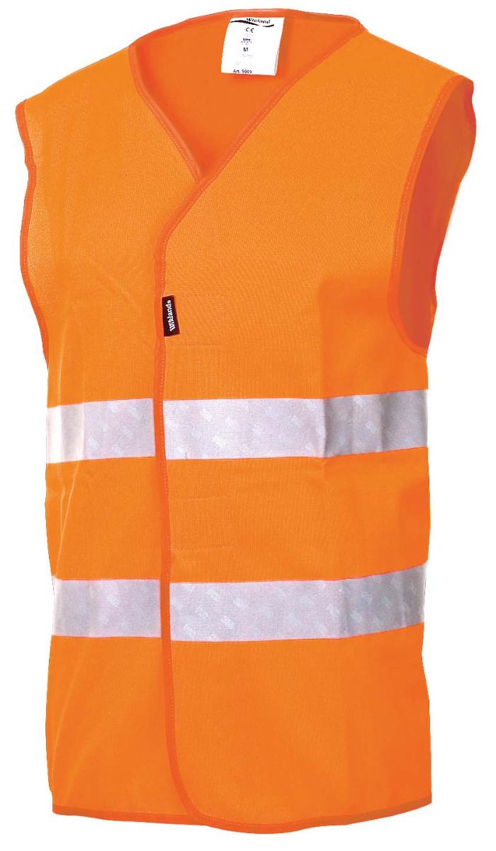 autogadget® Warnweste ISO20471 orange mit Vertikalstreifen